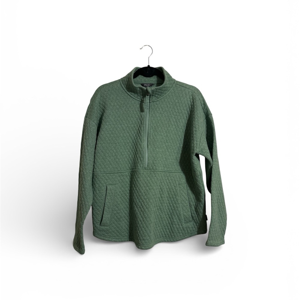 Eddie Bauer Ladies Quilted Half-Zip Pullover Sweater - Sage Green